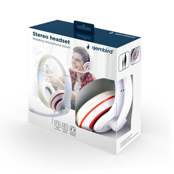 Gembird stereo peakomplekt valge punane