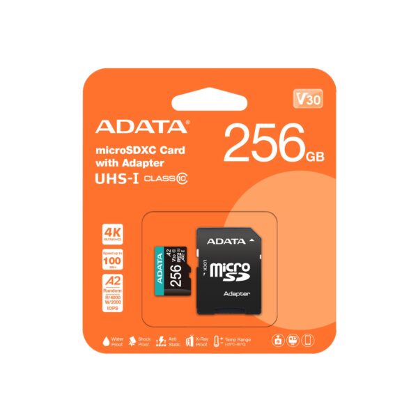 ADATA | microSDXC mälukaart 256GB | adapteriga V30 | AUSDX256GUI3V30SA2-RA1
