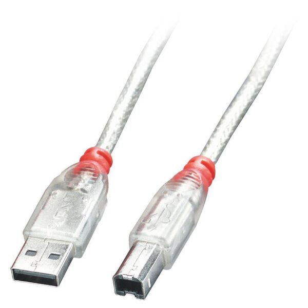 Lindy | USB2 A-B kaabel | 41753 | 2m | Transparent
