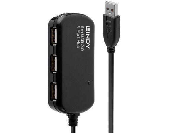 Lindy USB 2.0 aktiivne pikenduskaabel ja jaotur 8m