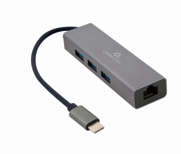 Gembird USB-C to LAN RJ45 + USB hub adapter A-CMU3-LAN-01