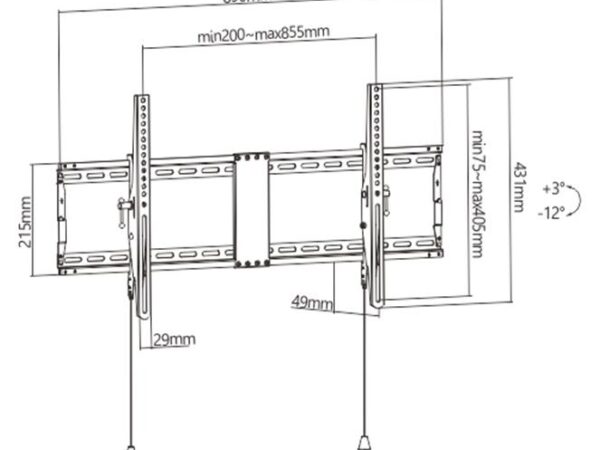 ELKO: 1394253 Gembird | Seinakinnitus | WM-90T-01 | 43-90" | Must