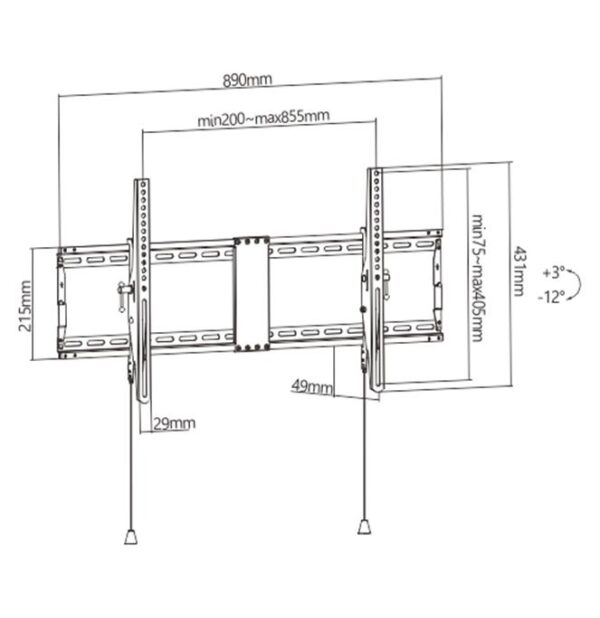 Gembird | Seinakinnitus | WM-90T-01 | 43-90" | Must