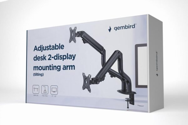 ELKO: 1394275 Gembird | Kahekordne monitorihoob | MA-DA2-02 | 17-32" | Must