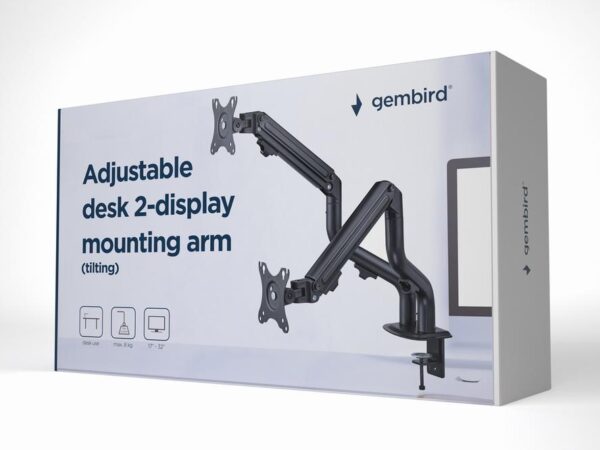 ELKO: 1394275 Gembird | Kahekordne monitorihoob | MA-DA2-02 | 17-32" | Must