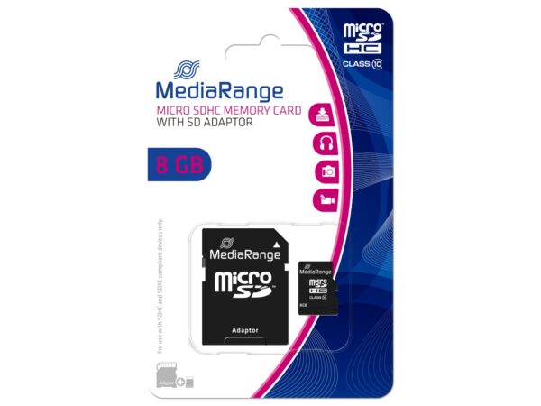 ELKO: 1396623 MediaRange | microSDHC mälukaart 8GB | Class 10 adapteriga | MR957