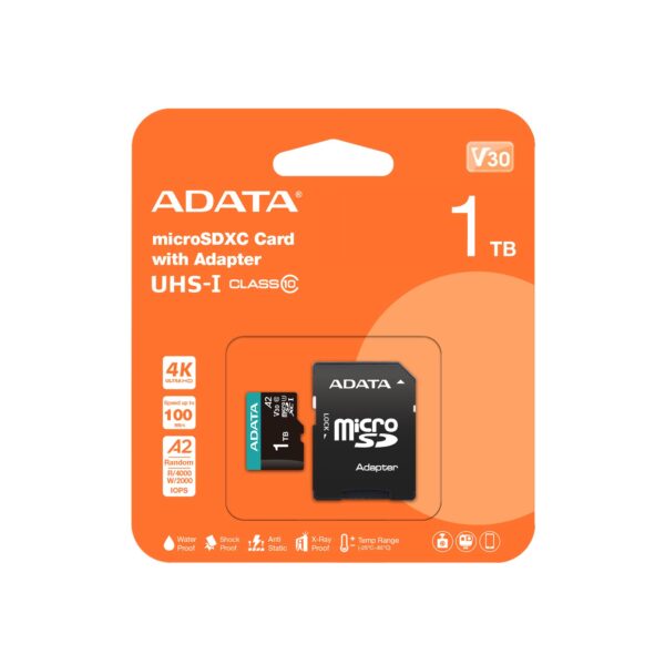 ADATA | microSDXC mälukaart 1TB | adapteriga V30 | AUSDX1TUI3V30SA2-RA1
