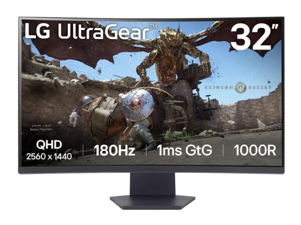 ELKO: 1423340 LG 32GS60QC-B 32" QHD 180Hz curved mängurimontitor