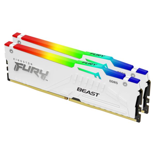 Kingston Fury Beast RGB White 32GB DDR5-6000 mälukomplekt valge