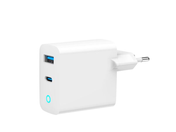 Gembird laadija 45W 2-port GaN TA-UC-PDQC45L-W-01
