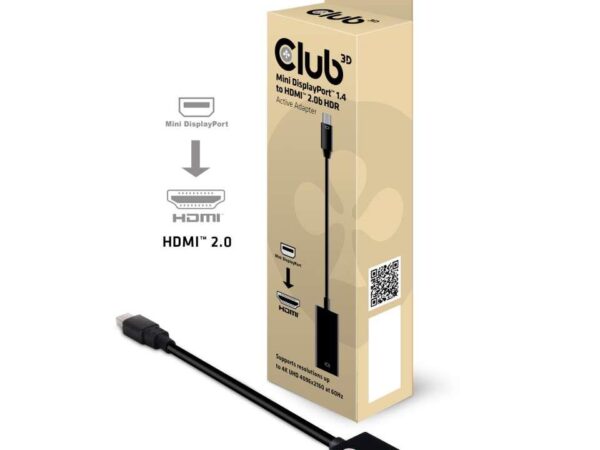 ELKO: 1427827 Club 3D Mini DisplayPort HDMI adapter aktiivne CAC-1180