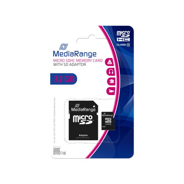 MediaRange | microSDHC mälukaart 32GB | Class 10 adapteriga | MR959