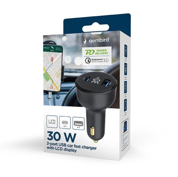 Gembird autolaadija 2 porti 30W