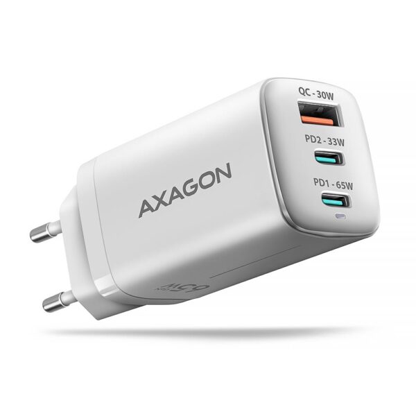 Axagon seinlaadija USB 65W GaN 3-port ACU-DPQ65W
