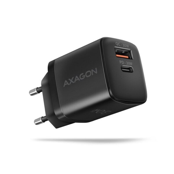 Axagon seinaklaadija USB 30W 2-port must ACU-PQ30