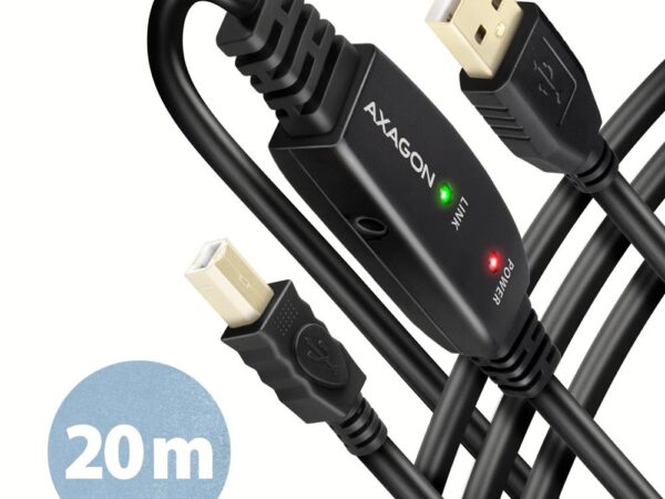 Axagon | USB2.0 aktiivne A-M/B-M kaabel 20m | ADR-220B