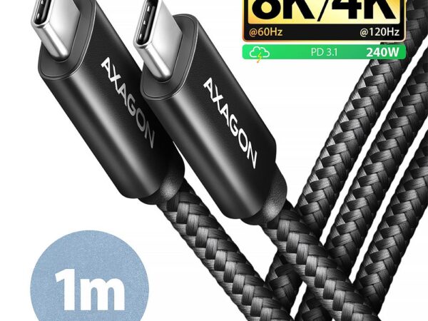 ELKO: 1438680 Axagon | USB-C to USB-C kaabel | BUCM4X-CM10AB | 1m | 240W | 8K | Must