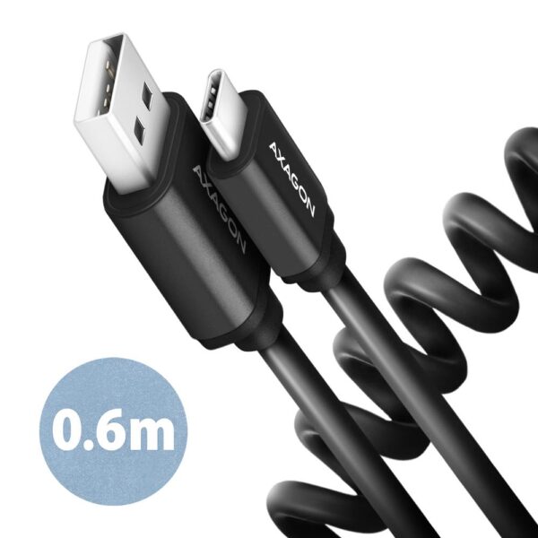 ELKO: 1438682 Axagon | USB-C to USB2.0 Twister kaabel | BUCM-AM10TB | 0.6m | Must