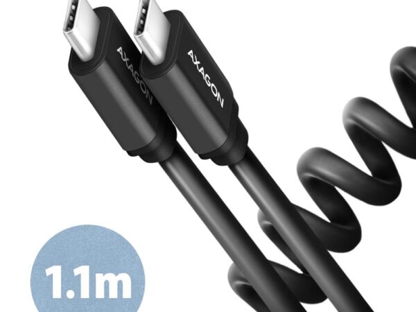 Axagon | USB-C to USB-C Twister kaabel | BUCM-CM20TB | 1.1m | 60W | Must