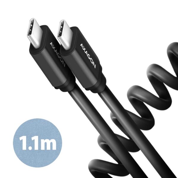 ELKO: 1438686 Axagon | USB-C to USB-C Twister kaabel | BUCM-CM20TB | 1.1m | 60W | Must