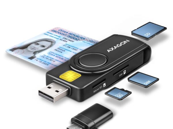 ELKO: 1438710 Axagon USB-C + USB2.0 smartcard reader 4-slot CRE-SMP2A