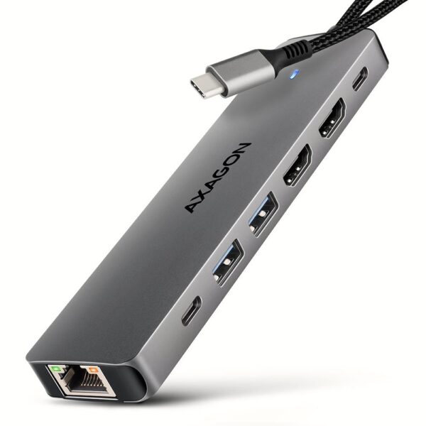 Axagon USB-C jaotur 7in1 Dual 4K HMC-7HX2