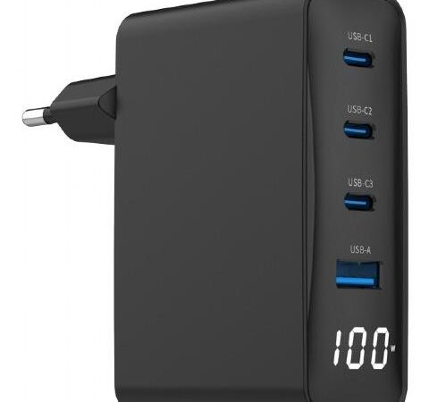 ELKO: 1439783 Gembird GaN-laadija 100W 4-port TA-UC-PDQC100LCD-01-BK