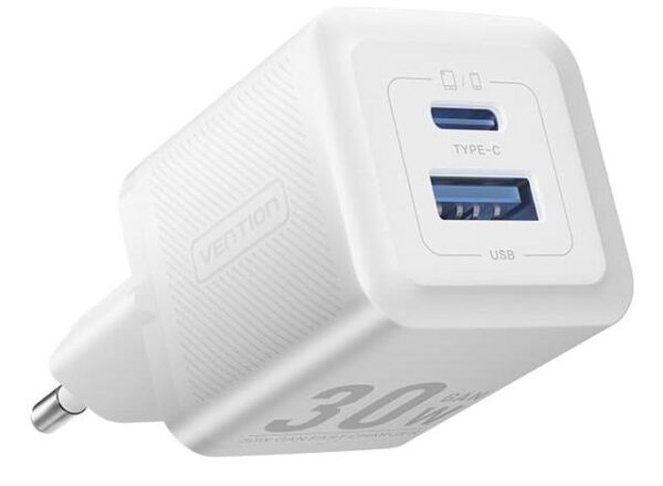 Vention seinalaadija USB 30W 2-port valge