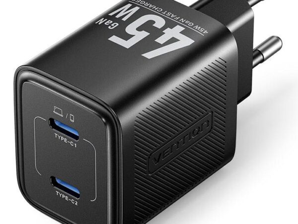 ELKO: 1447556 Vention seinlaadija 45W USB-C 2-port must FEFB0-EU