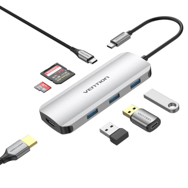 ELKO: 1447702 Vention USB-C dokkimisjaam 7in1 0.15m TOJHB