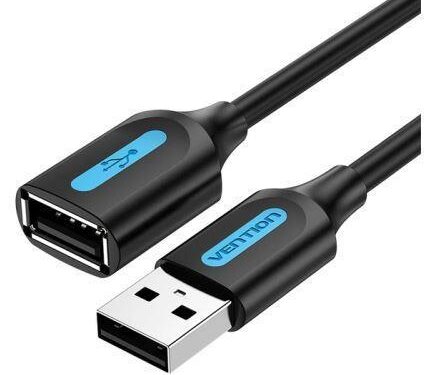 Vention | USB2.0 male-female pikendus 0.5m | Black | CBIBD