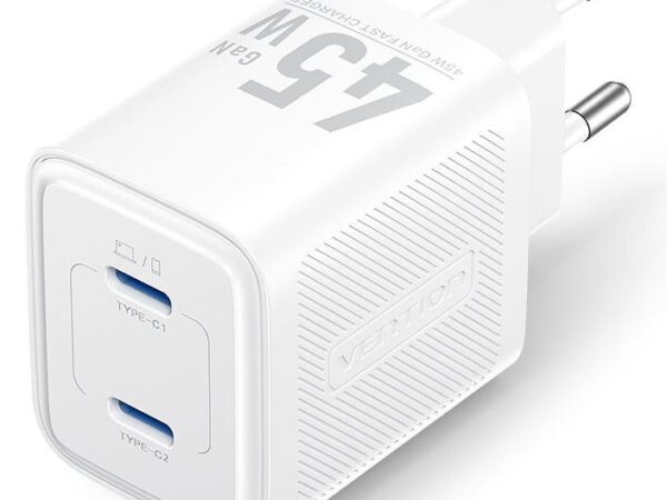 ELKO: 1447841 Vention seinlaadija 45W USB-C 2-port valge FEFW0-EU