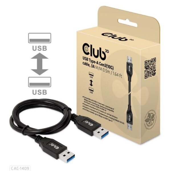 Club 3D | USB3.1 3A kaabel 0.5m M/M | CAC-1409