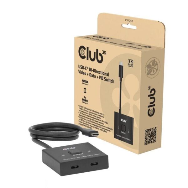 Club3D USB-C lüliti 2-port CSV-2511