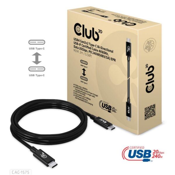 ELKO: 1448475 Club 3D | USB-C to USB-C kaabel | CAC-1575 | 2m