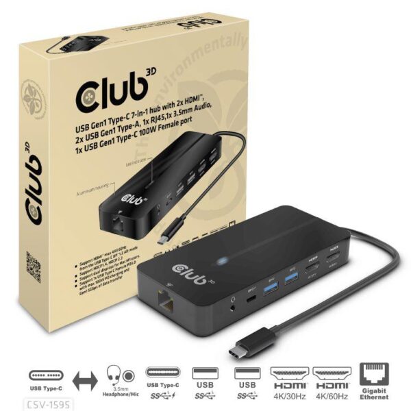 Club3D CSV-1595 7-in-1 USB-C hub 100W