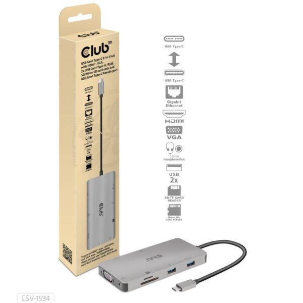 USB-C jaotur Club3D 9in1 CSV-1594