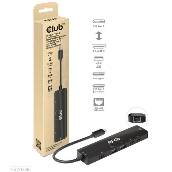 USB-C jaotur Club3D 6in1 CSV-1596