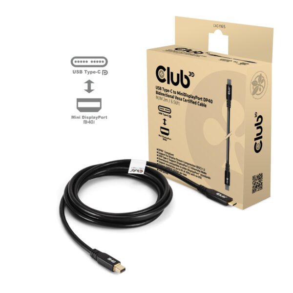 Club3D USB-C to Mini DisplayPort kaabel 1.2m CAC-1561