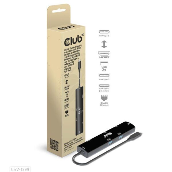 Club3D CSV-1599 usb-c hub 6in1 100w