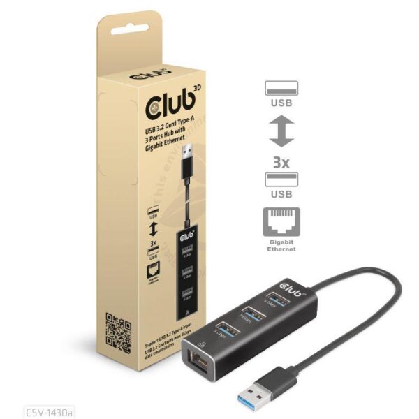 Club3D USB 3.2 jaotur 3-port CSV-1430A