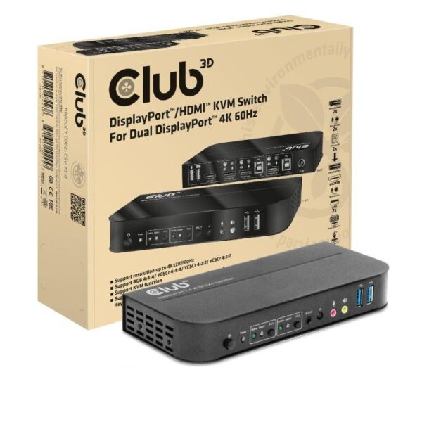 Club3D CSV-7210 KVM lüliti DP HDMI