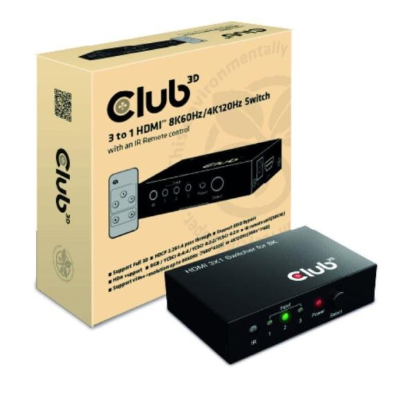 Club3D HDMI lüliti 3-port CSV-1381