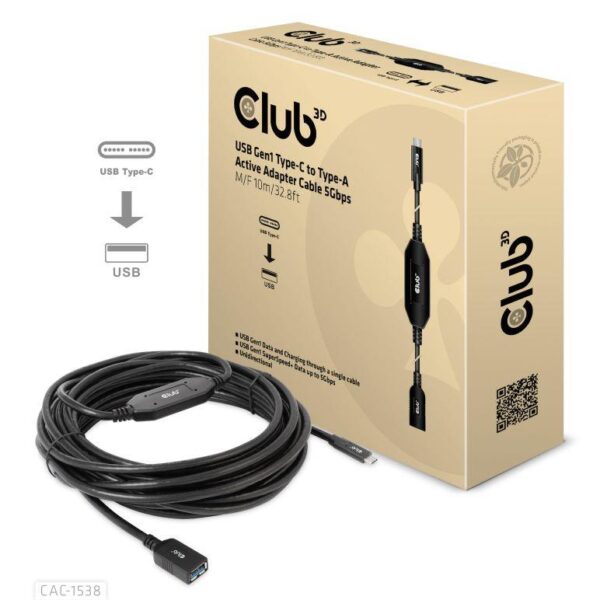 Club 3D | USB-C to USB pikenduskaabel | CAC-1538 | 10m