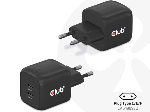 Club3D seinalaadija USB-C Dual 45W CAC-1909EU