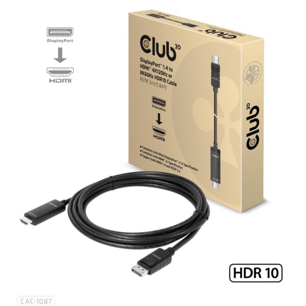 Club3D DisplayPort to HDMI kaabel 3m CAC-1087