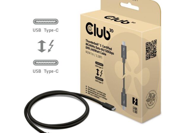 Club3D USB-C Thunderbolt kaabel 1m CAC-2501