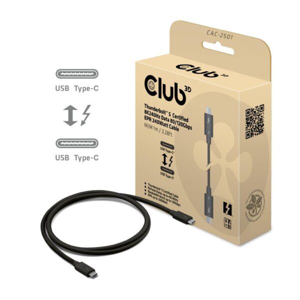 Club3D USB-C Thunderbolt kaabel 1m CAC-2501