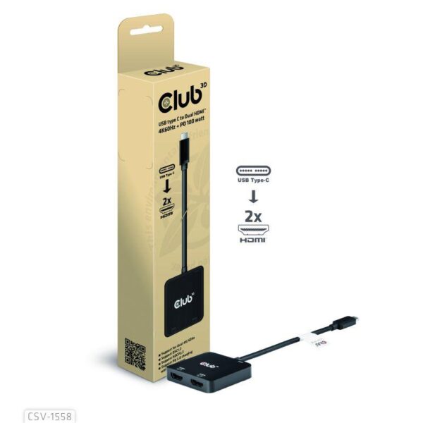 Club3D USB-C to HDMI jaotur 2-port MST CSV-1558