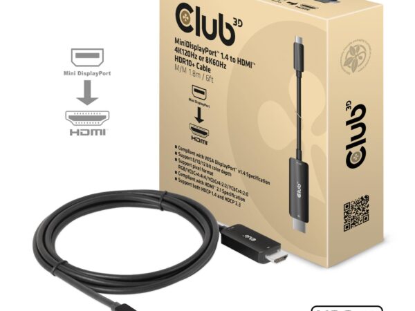 Club3D Mini DisplayPort to HDMI kaabel 1,8m CAC-1187